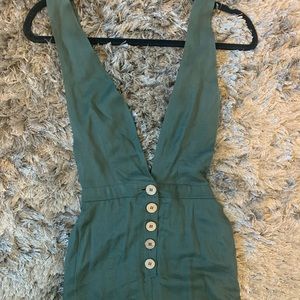 Hunter Green Knit Overalls XS